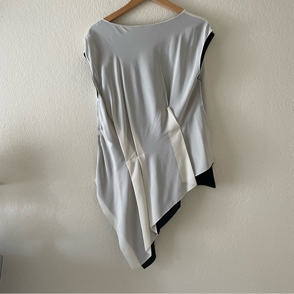Eileen Fisher Reversible Silk Crepe de Chine Asymmetric Top - Picture 7 of 8